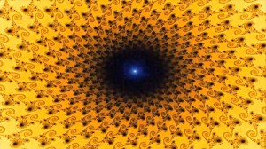 An image of a sunflower with a black circle in the middle.