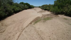 A dried-up Rio Grande.