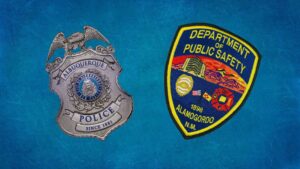 Composite of shields for Albuquerque Police, and the Department of Public Safety.