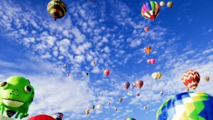 Hot air balloons flying in the sky